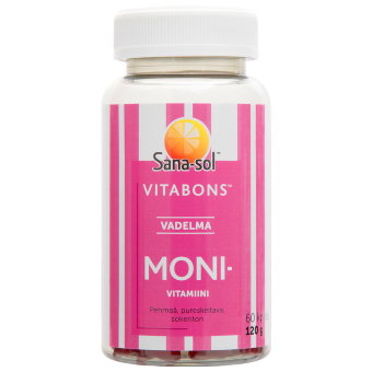 Мягкие жевательные мультивитамины со вкусом малины в форме звёздочек Sana-Sol Vitabons Monivitamiini Vadelma 60 шт Мягкие жевательные мультивитамины со вкусом малины в форме звёздочек Sana-Sol Vitabons Monivitamiini Vadelma 60 шт
