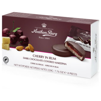 Марципановое печенье в темном шоколаде Anthon Berg с вишней в роме 220 гр