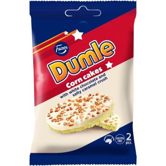 Кукурузные галеты Fazer Dumle с белым шоколадом и соленой карамелью (уп 2 шт) 33 гр Кукурузные галеты Fazer Dumle с белым шоколадом и соленой карамелью (уп 2 шт) 33 гр