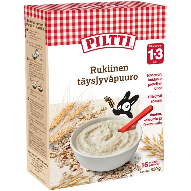 Ржаная цельнозерновая каша Piltti для детей 1-3 лет 450 гр