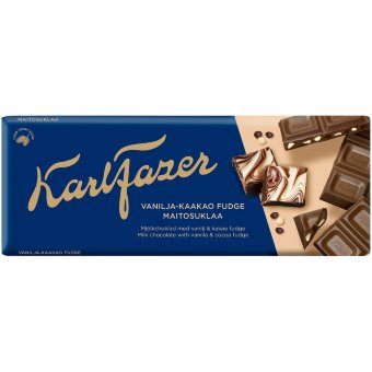 Шоколадная плитка Karl Fazer с ванильными кусочками и какао 180 гр
