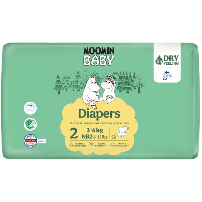 Подгузники-пеленки Moomin Baby Newborn 2 - 52 шт 3-6 кг