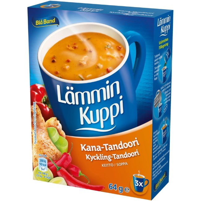 Тёплый стакан Blå Band без лактозы с куриным супом тандури (уп 3 шт) 63 гр