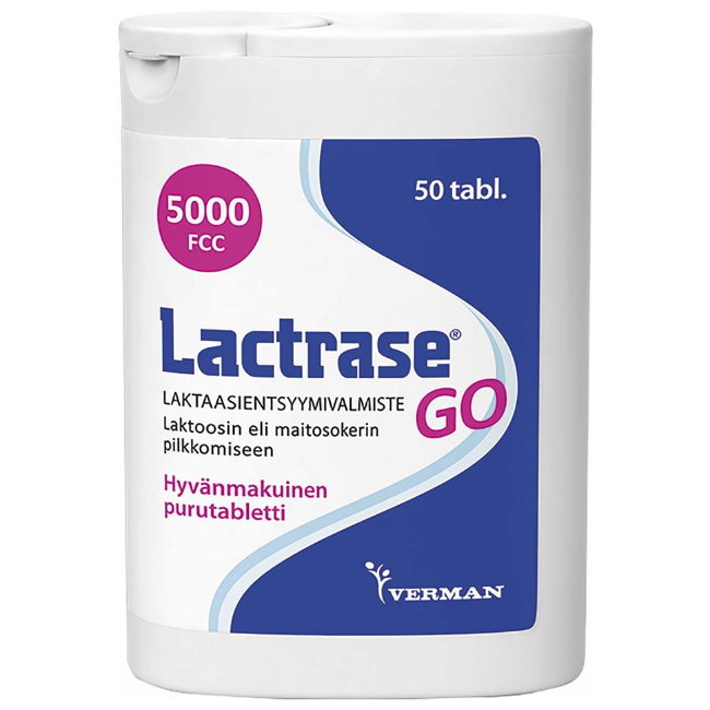 Препарат для расщепления лактозы Lactrase 5000 FCC GO  50 жевательные таблетки Verman
