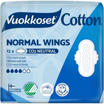 Прокладки гигиенические Vuokkoset Cotton Normal Sensitive 4/6, 12 шт Прокладки гигиенические Vuokkoset Cotton Normal Sensitive 4/6, 12 шт