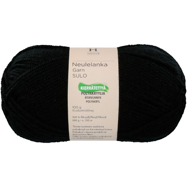 Пряжа House Sulo из акрила 100 гр Black 217 Пряжа House Sulo из акрила 100 гр Black 217