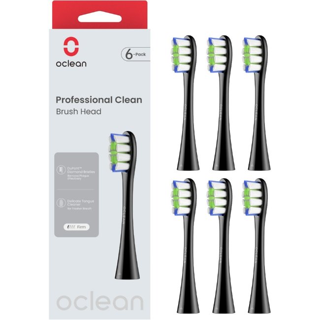 Сменные насадки для зубной щетки Oclean Professional Clean, 6 шт, черные Сменные насадки для зубной щетки Oclean Professional Clean, 6 шт, черные