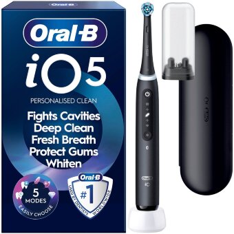 Электрическая зубная щетка Oral-B iO5 Matt Black с дорожным чехлом и держателем для зубных щеток