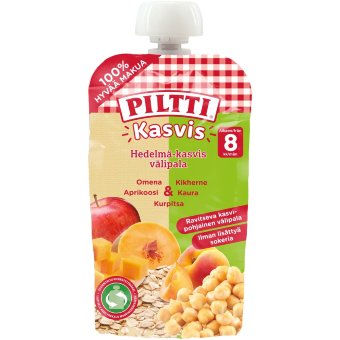 Овощной фруктовый перекус Piltti Kasvis 110 гр органический с 8 мес