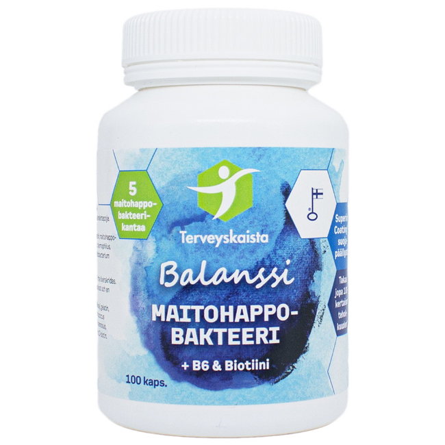 Витамины Balanssi с молочно-кислыми бактериями + B6 + Biotin 100 капсул Terveyskaista