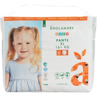 Подгузники-трусики Änglamark Baby 6 XL (уп 34 шт) 16+ кг
