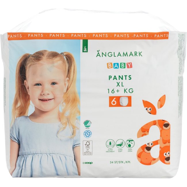 Подгузники-трусики Änglamark Baby 6 XL (уп 34 шт) 16+ кг Подгузники-трусики Änglamark Baby 6 XL (уп 34 шт) 16+ кг