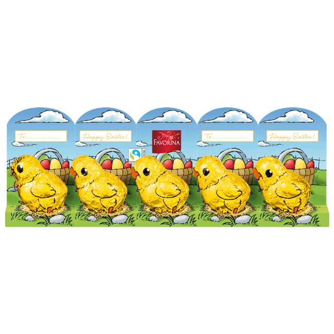 Шоколадные фигурки Весенние цыплята Favorina, молочный шоколад, 50 гр