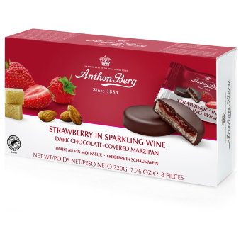 Марципановое печенье в темном шоколаде Anthon Berg с клубникой в игристом вине 220 гр Марципановое печенье в темном шоколаде Anthon Berg с клубникой в игристом вине 220 гр