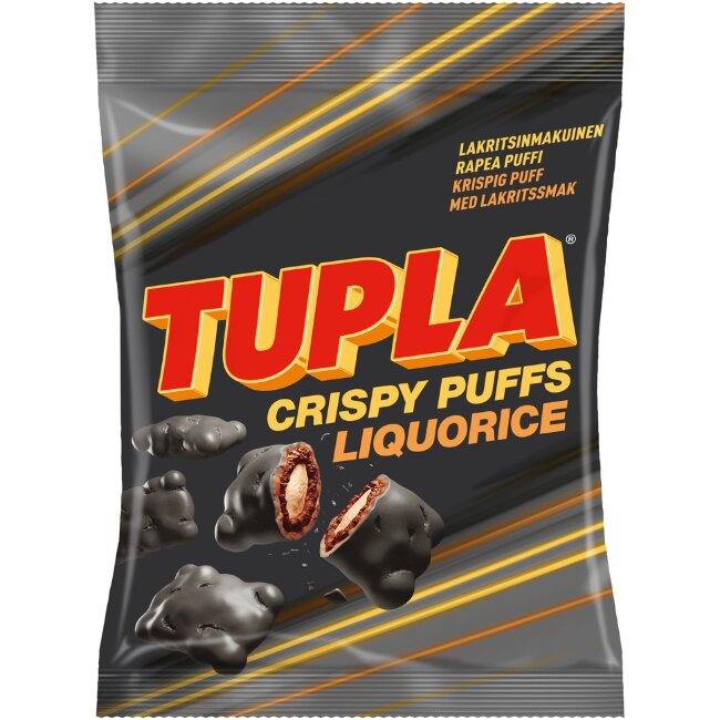 Шоколадные шарики с лакрицей Tupla Crispy Puffs Liquorice 140 гр