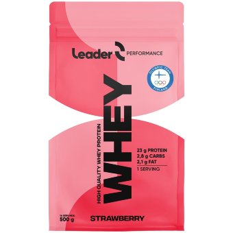 Сывороточный протеиновый напиток клубника Leader Whey Protein 500 г
