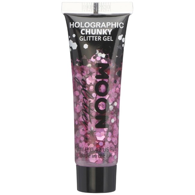 Голографический большой розовый блестящий гель Moon 12 мл