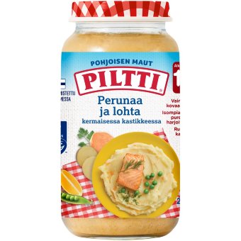 Детское питание Piltti Pohjoisen maut 250 гр картофель и лосось в сливочном соусе для детей 1-3 года