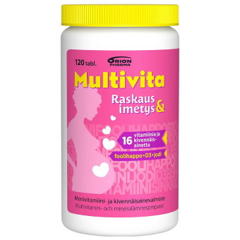 Витамины для беременных и кормящих Multivita RASKAUS JA IMETYS 120 шт Витамины для беременных и кормящих Multivita RASKAUS JA IMETYS 120 шт