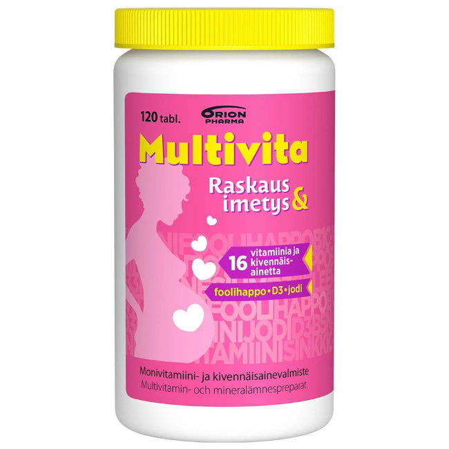 Витамины для беременных и кормящих Multivita RASKAUS JA IMETYS 120 шт