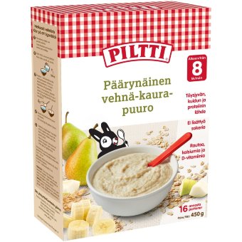 Каша на основе пшеницы и овса с грушей Piltti 450 гр