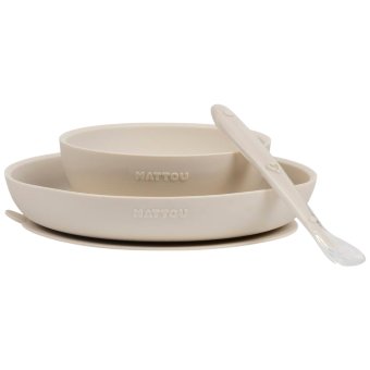 Детский набор посуды Nattou 3 предмета, cley светлый Детский набор посуды Nattou 3 предмета, cley светлый