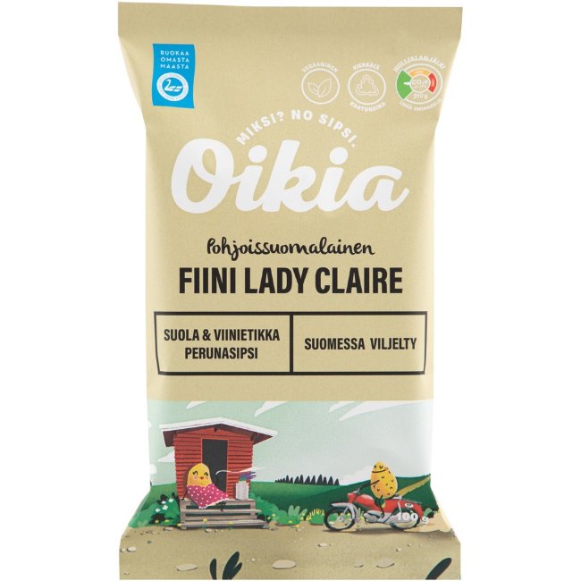 Кукурузные чипсы Oikia Fiini Lady Claire с солью и винным уксусом 100 гр