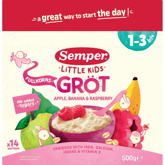 Цельнозерновая каша Semper с яблоком, бананом и малиной для детей 1-3 года 500 гр Цельнозерновая каша Semper с яблоком, бананом и малиной для детей 1-3 года 500 гр
