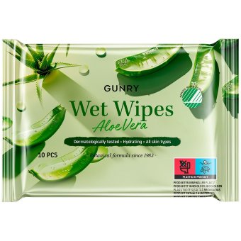 Влажные салфетки Gunry Aloe Vera 10 шт Влажные салфетки Gunry Aloe Vera 10 шт