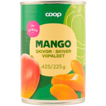 Манго, дольки в сахарном сиропе Coop 425/225 гр Манго, дольки в сахарном сиропе Coop 425/225 гр