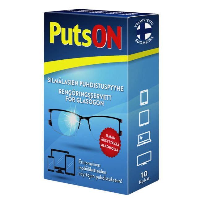Салфетки для чистки линз PutsON 10 шт
