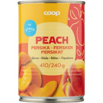 Персики в сахарном сиропе (ломтики) Coop 410/240 гр Персики в сахарном сиропе (ломтики) Coop 410/240 гр