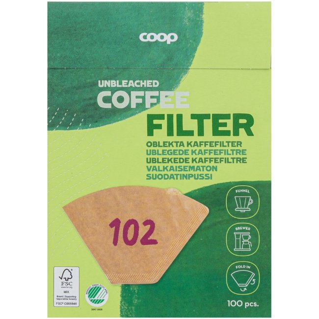 Фильтр-пакеты неотбелённые для кофе Coop 102 (уп 100 шт)