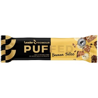 Протеиновый батончик Leader Promour Puffed Banana-Toffee с ароматом банана и ириса 40 гр