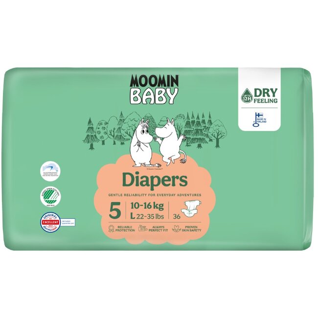Подгузники на липучках Moomin Baby 5 - 36 шт 10-16 кг Подгузники на липучках Moomin Baby 5 - 36 шт 10-16 кг