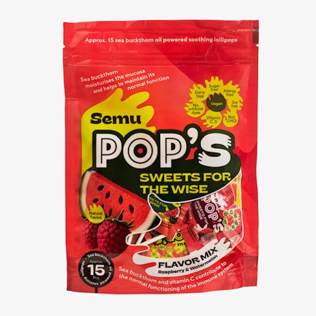 Безсахарная леденцовая карамель Semu Pop´s с облепиховым маслом, витаминами C и D 84 гр