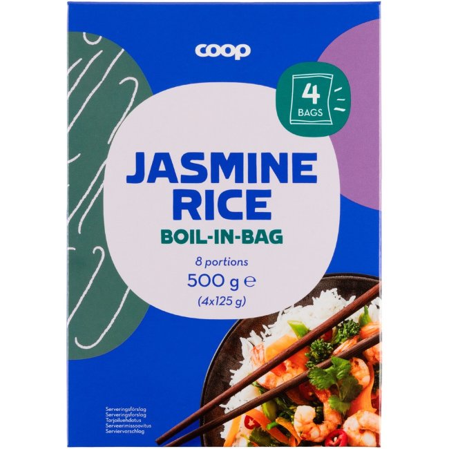 Рис жасмин в пакетах для варки Coop (уп 4 шт) 500 гр