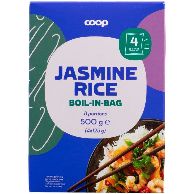 Рис жасмин в пакетах для варки Coop (уп 4 шт) 500 гр