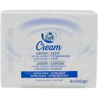 Крем-мыло Carrefour Soft Cream (уп 4 шт) 400 гр Крем-мыло Carrefour Soft Cream (уп 4 шт) 400 гр