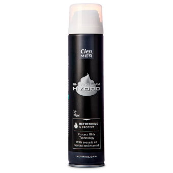 Пена для бритья Cien Men HIDRO с маслом авокадо, ментолом и витамином Е для нормальной кожи 300 мл Пена для бритья Cien Men HIDRO с маслом авокадо, ментолом и витамином Е для нормальной кожи 300 мл