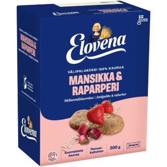 Овсяное печенье с клубникой и ревенем Elovena 10x30 гр Овсяное печенье с клубникой и ревенем Elovena 10x30 гр
