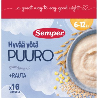 Каша Semper Hyvää yötä, без вкуса, 6 мес 480 гр