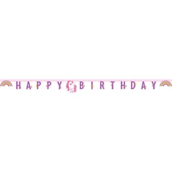 Декоративный праздничный баннер Unicorn rainbow Happy Birthday