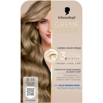 Крем-краска для волос Schwarzkopf Creme Supreme 8-16 натуральный пепельный светлый