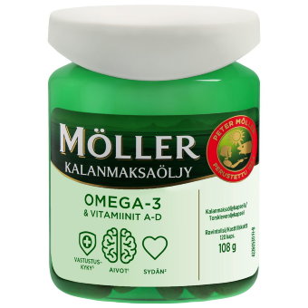Витамины Омега-3, D и A, E Moller Omega-3 120 капсул Витамины Омега-3, D и A, E Moller Omega-3 120 капсул