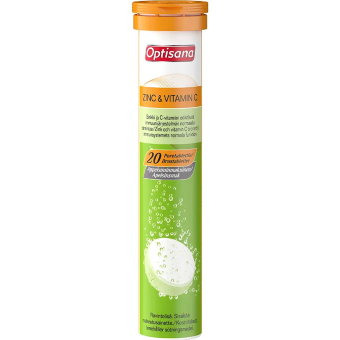 Шипучие таблетки с витамином С и цинком со вкусом апельсина Optisana 20 шт Шипучие таблетки с витамином С и цинком со вкусом апельсина Optisana 20 шт