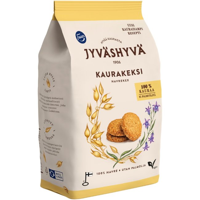 Овсяное печенье Fazer Jyvashyva из 100% овса 350 гр