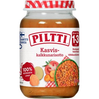 Детское питание Piltti овощное рисотто с индейкой 190 гр