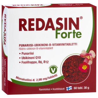 Комплекс для контроля холестерина (красный рис, B12,B6,Q10) REDASIN Forte Hankintatukku 60 табл Комплекс для контроля холестерина (красный рис, B12,B6,Q10) REDASIN Forte Hankintatukku 60 табл