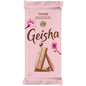 Шоколадная плитка с фундуком Fazer Geisha Thins 93 гр Шоколадная плитка с фундуком Fazer Geisha Thins 93 гр